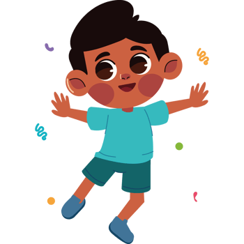 happy boy celebrating with confetti png