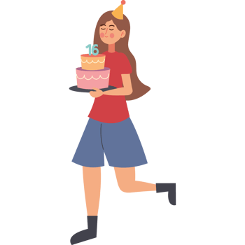 cartoon teenager birthday cake isolated png