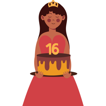 teenager birthday cake and sixteen number isolated png