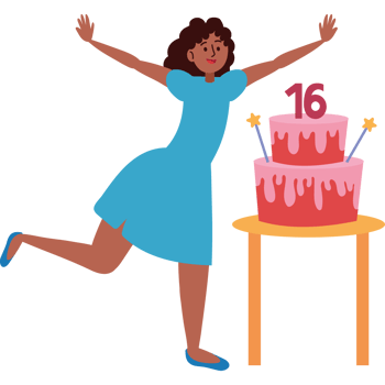 teen and birthday cake party isolated png