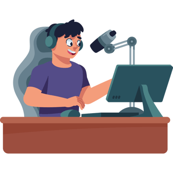 streamer player broadcasting online at pc isolated png