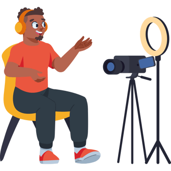 streamer man with webcam on internet isolated png