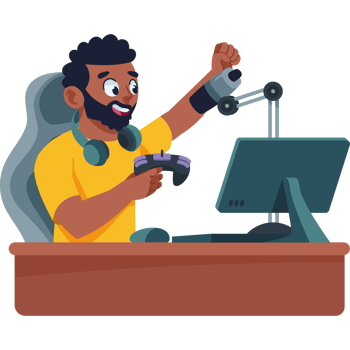 man streamer gamer with headphone isolated png
