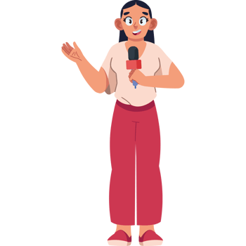 female journalist with a microphone isolated png