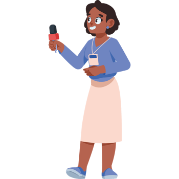 journalist woman holding microphone isolated png