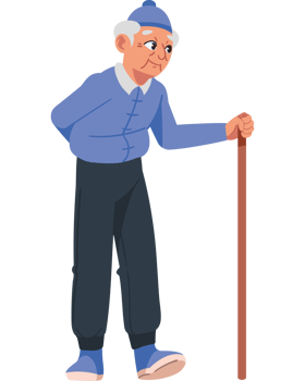 old man with walkins cane isolated png