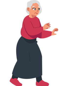 old chinese woman walking cartoon png