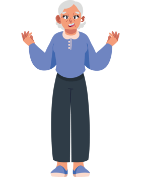 elderly woman is standing isolated png