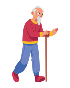 old man with a cane isolated png