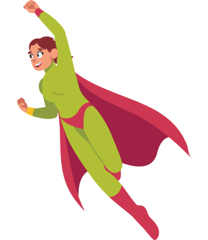 superhero woman wearing costume with cape isolated png
