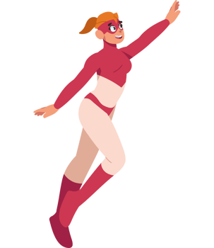 cute cartoon girl in superhero costume isolated png
