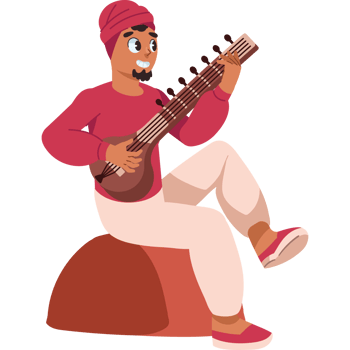 man is playing the sitar isolated png