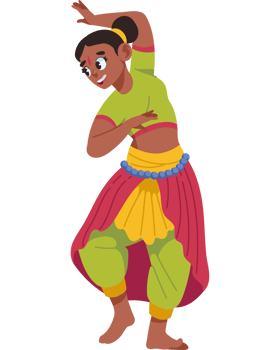 hindu woman practicing bharatanatyam isolated png