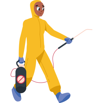 pest control exterminator in protective suit isolated png