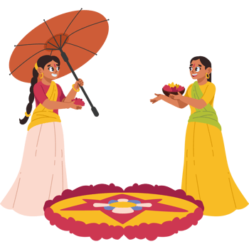 hindu women in onam harvest festival isolated png