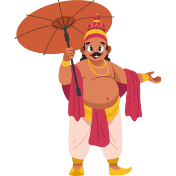 king mahabali celebrating onam isolated png