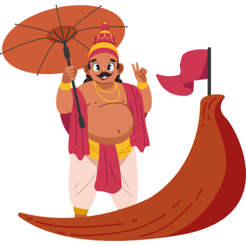 king mahabali in boat celebrating onam isolated png