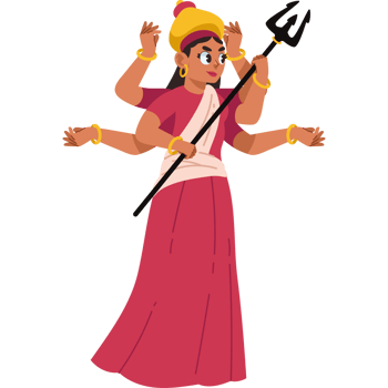 goddess durga cartoon character isolated png