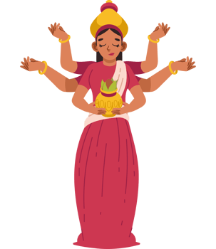 goddess durga holding kalash isolated png