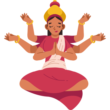 goddess durga in meditation isolated png