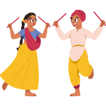 indian couple celebrating navratri festival design png