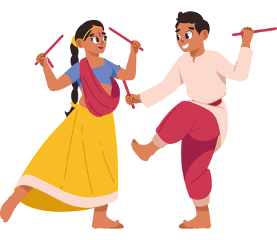 indian couple wearing traditional costumes isolated png