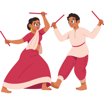 dancing hindu couple in navratri isolated png