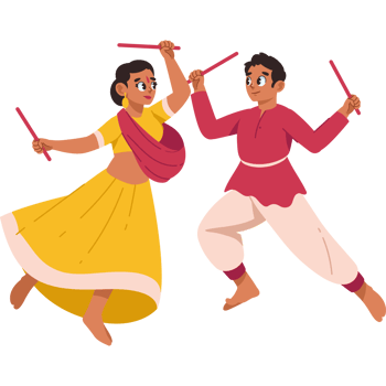 indian couple celebrating navratri festival png