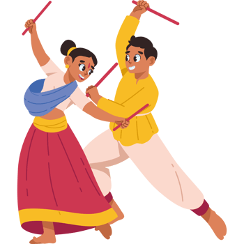 couple dancing in navratri festival isolated png