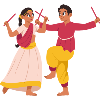 indian couple in navratri festival celebration isolated png