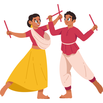 hindu couple dancing in navratri isolated png