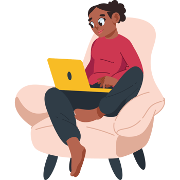 woman hybrid work at home with laptop isolated png