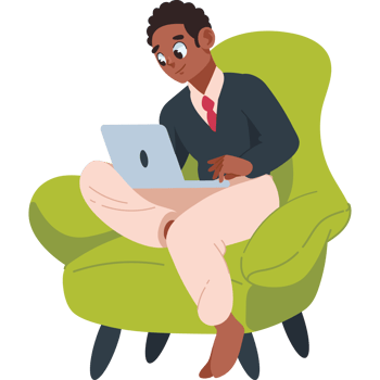 man at sofa hybrid workplace isolated png