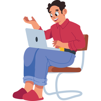 man in hybrid work in home isolated png