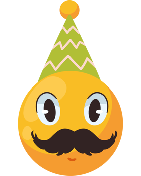 birthday emoji with mustache isolated png