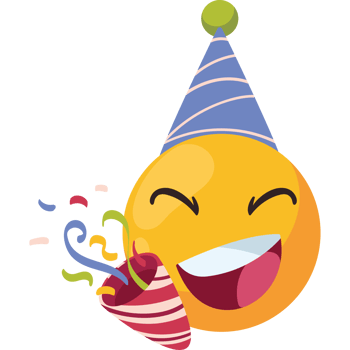 birthday emoji with party confetti isolated png