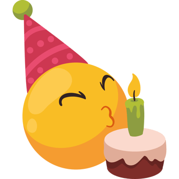 birthday emoji blowing candles isolated png