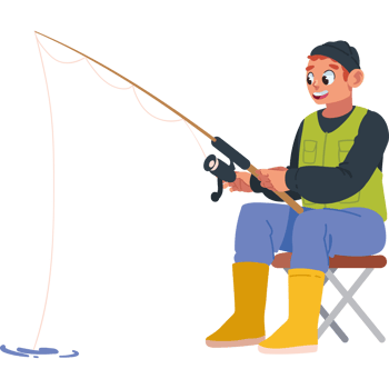 adult fisherman with fishing rod isolated png
