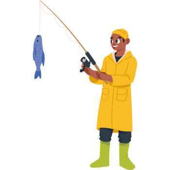 adult fishing standing with rod isolated png