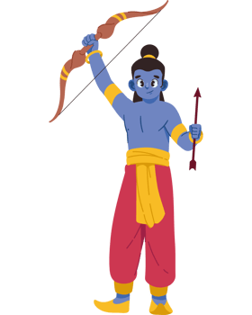hindu lord rama with bow arrow isolated png