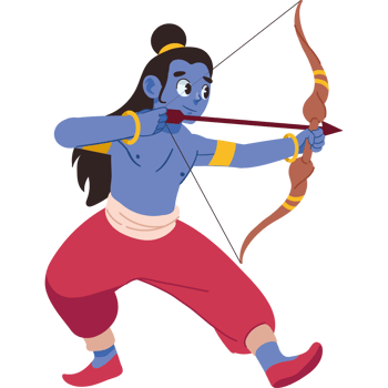 lord rama character standing with bow and arrow isolated png
