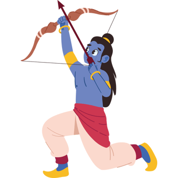 lord rama playing with bow and arrow isolated png
