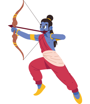 indian mythological lord rama holding bow and arrow isolated png
