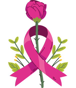 breast cancer awareness pink ribbon and flower isolated png