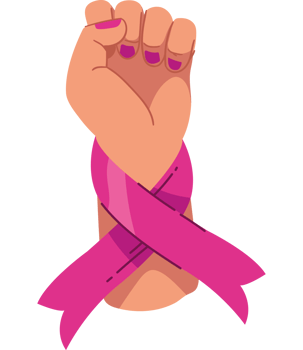 breast cancer ribbon and flower isolated png
