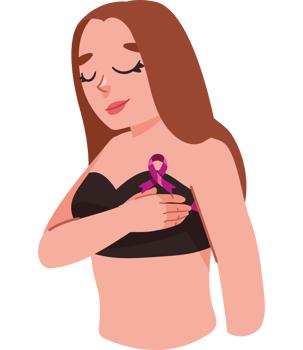 woman with ribbon for breast cancer awareness isolated png