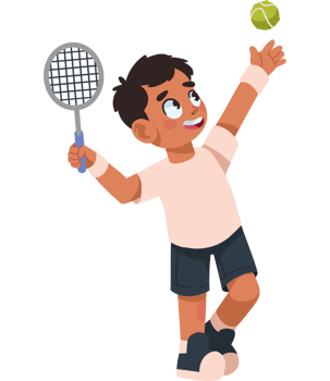 cute boy playing tennis isolated png