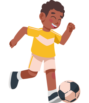 cute boy practicing soccer isolated png