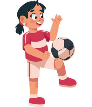 girl cartoon practicing soccer isolated png