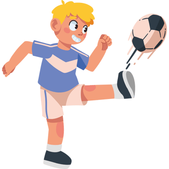 boy cartoon practicing soccer isolated png